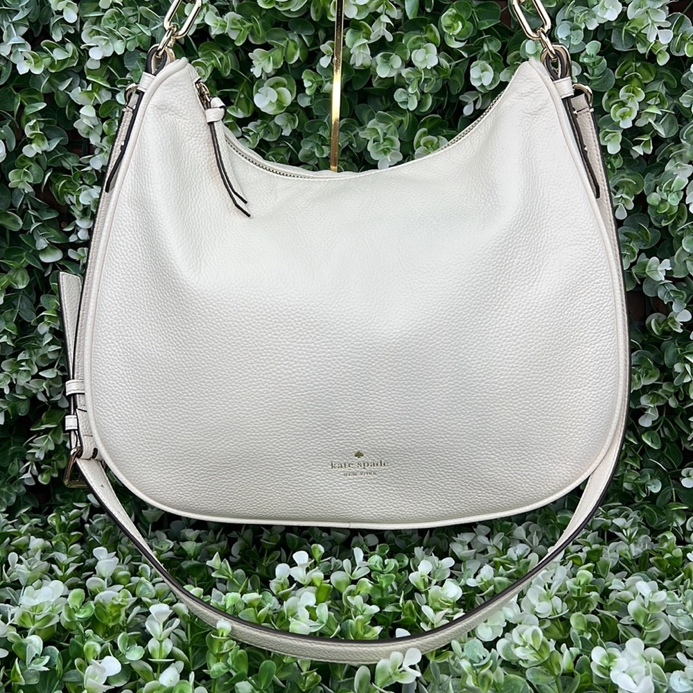 Kate Spade Pebbled Leather White Vivian Hobo Bag - Picture 4 of 17